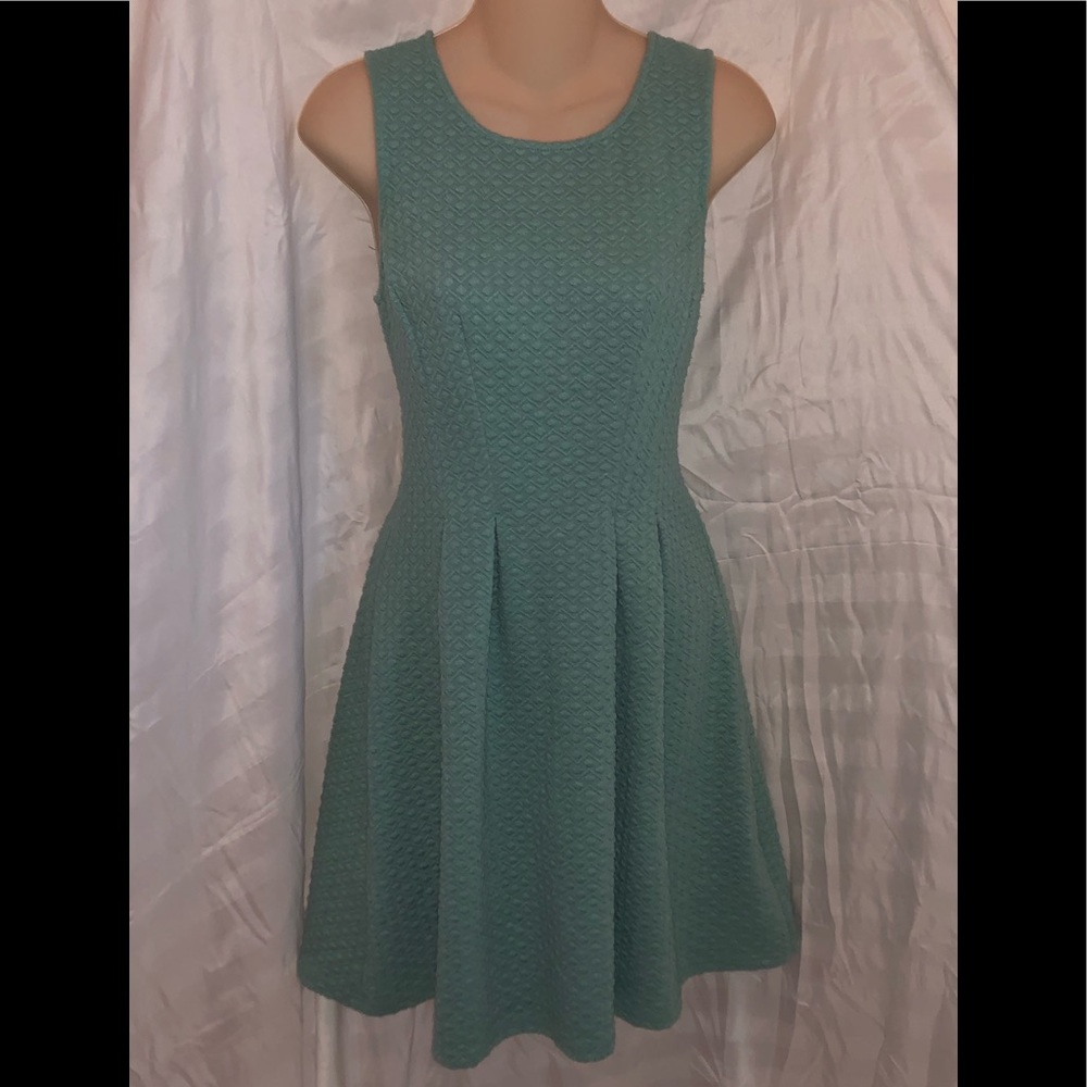Blue Rain Textured Seafoam Green A-Line Dress